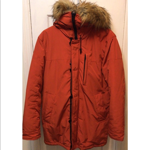 ZARA HOODED JACKET || COLOR: ORANGE || SIZE: M - Picture 1 of 3